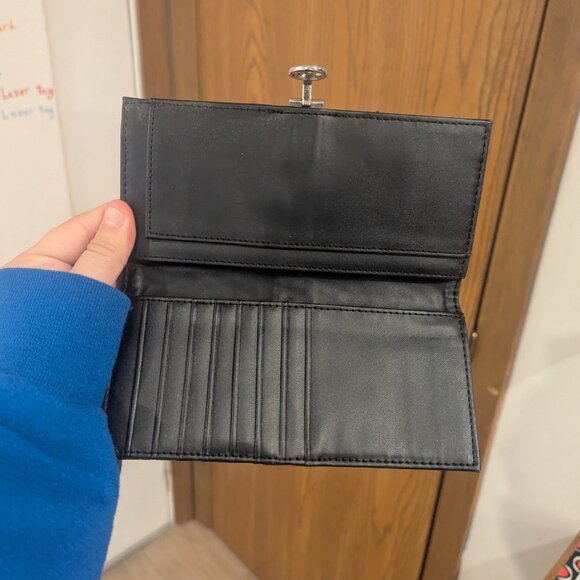 NWT New York and Company Black and Silver Patent Leather Dots Wallet/Clutch - Picture 5 of 7